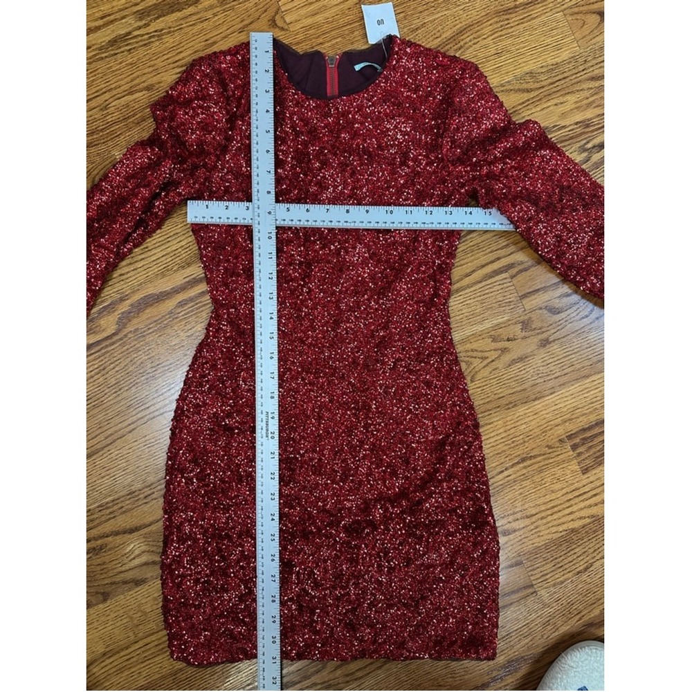 Kimchi Blue URban Outfitter NWT Red Sequin Long Sleeve Mini Dress SMALL - Picture 4 of 8